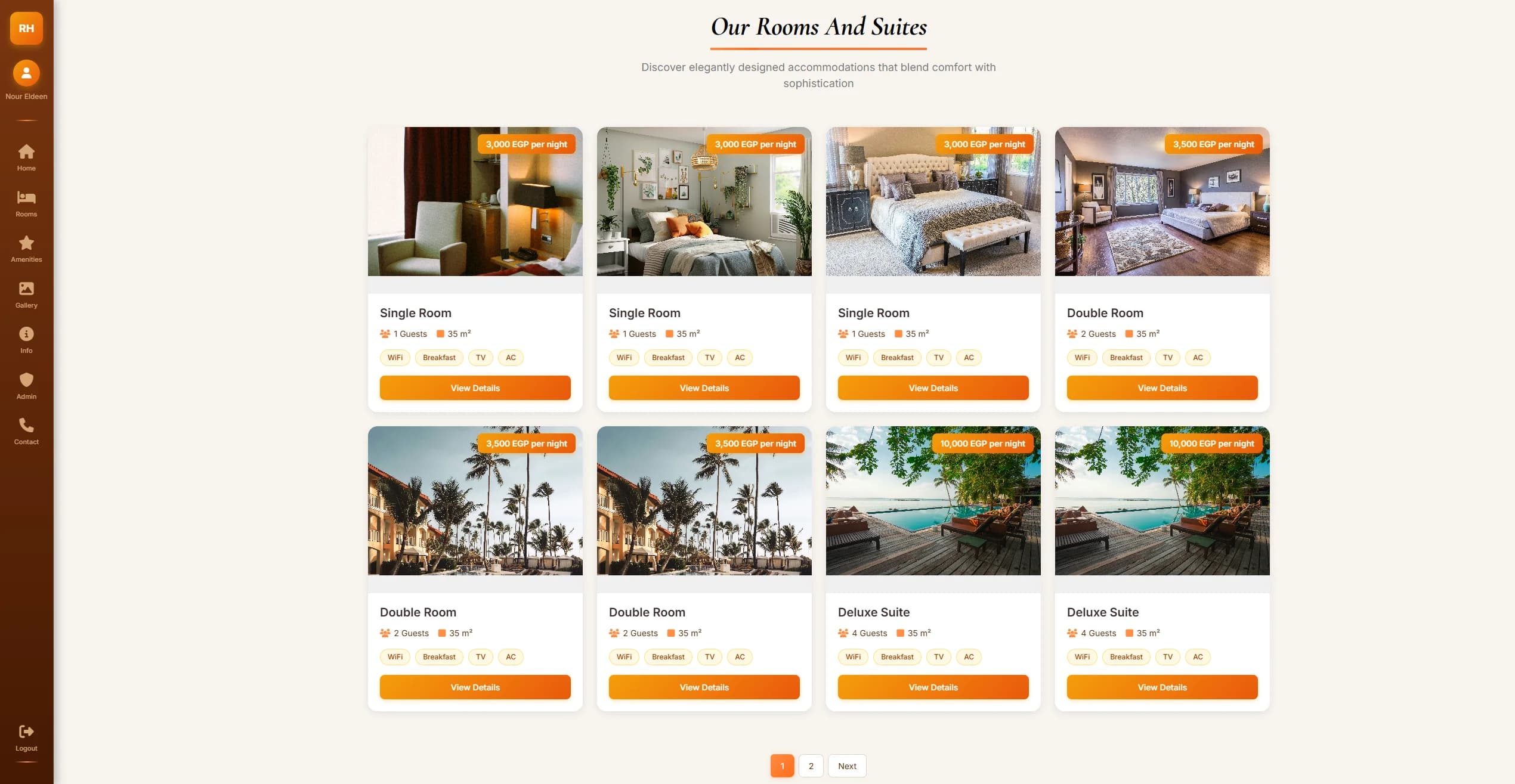 Bookify available rooms catalog