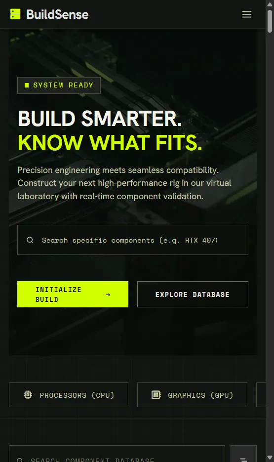 عرض الهاتف المتجاوب لمنصة BuildSense
