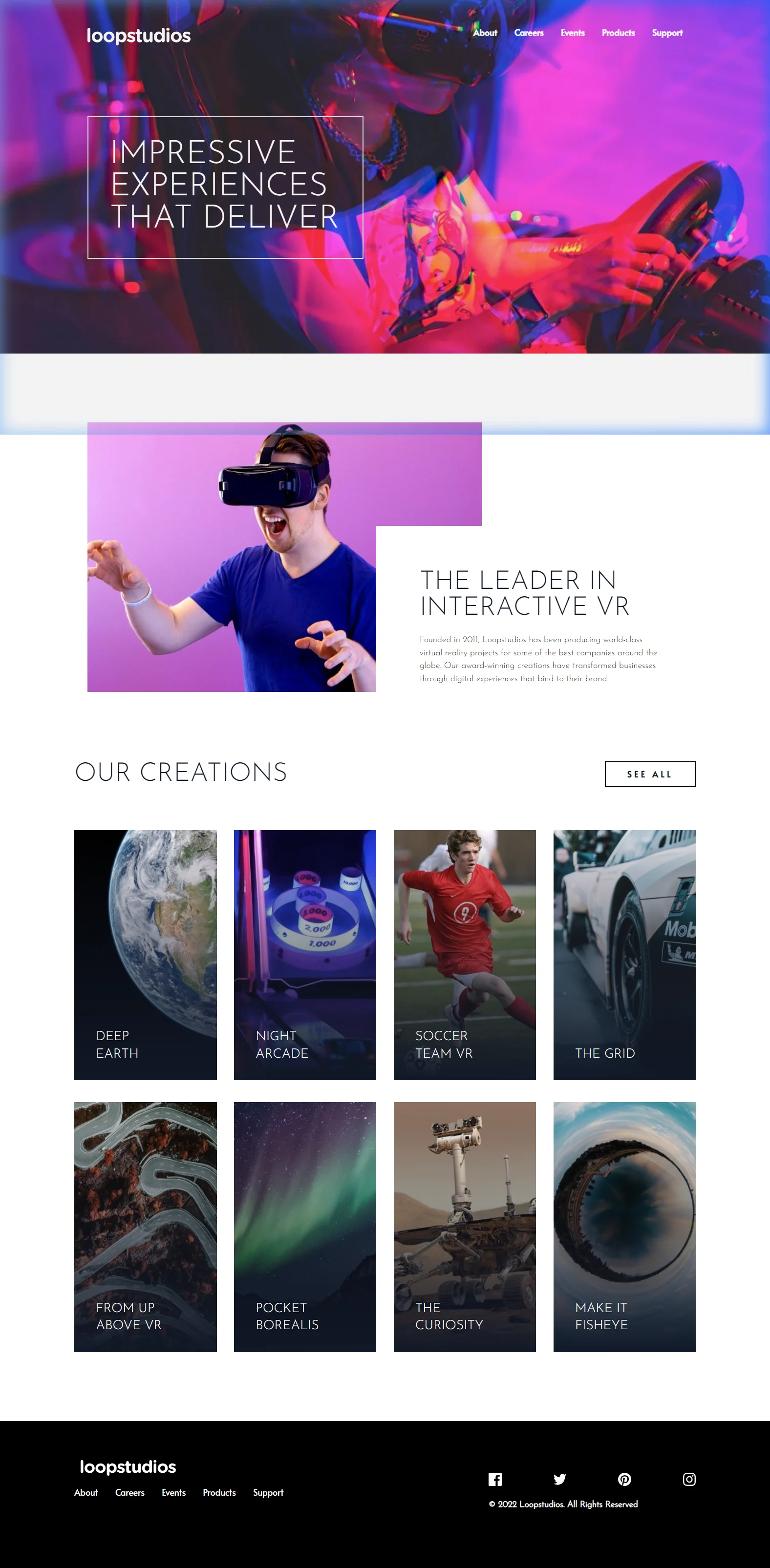 تحدي صفحة هبوط Loopstudios للواقع الافتراضي