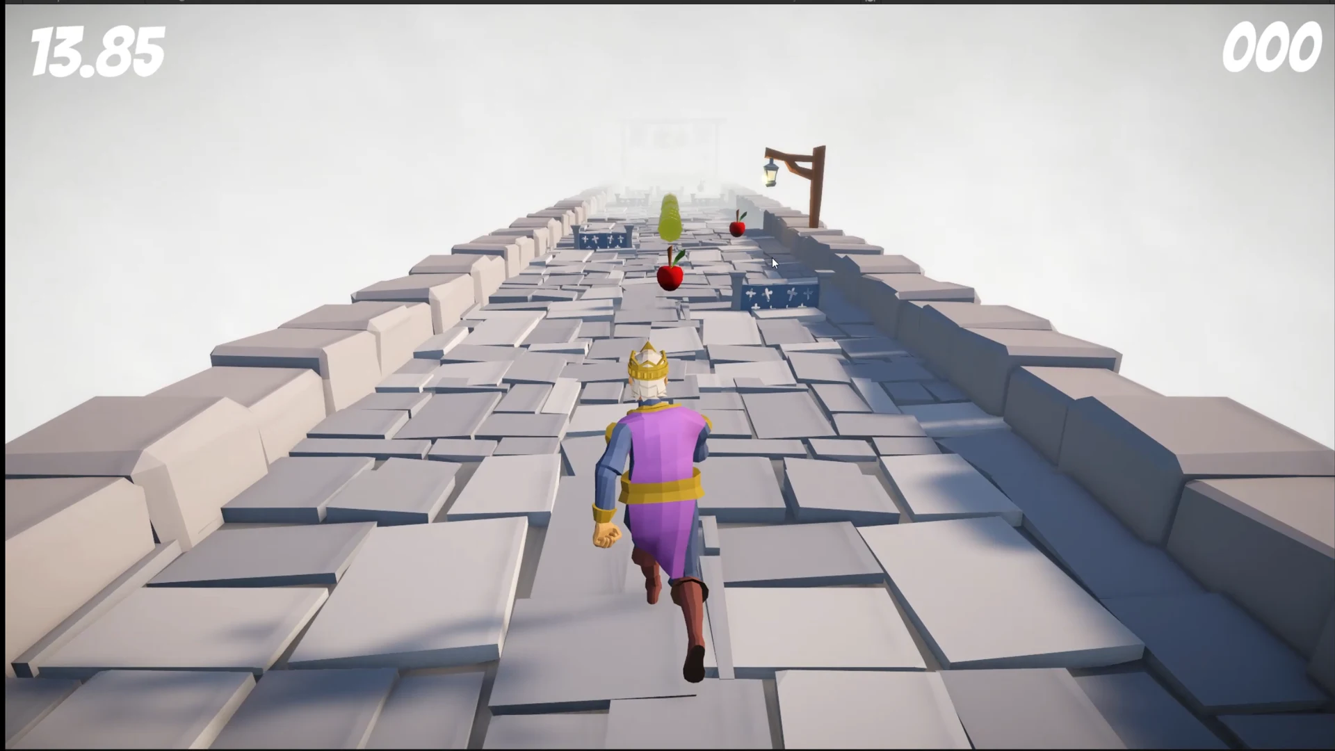 مسار قلعة Royal Run مع الفاكهة والحواجز في الأمام