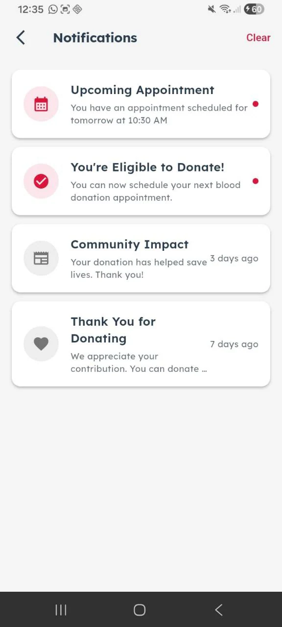 Blood Bank mobile notifications