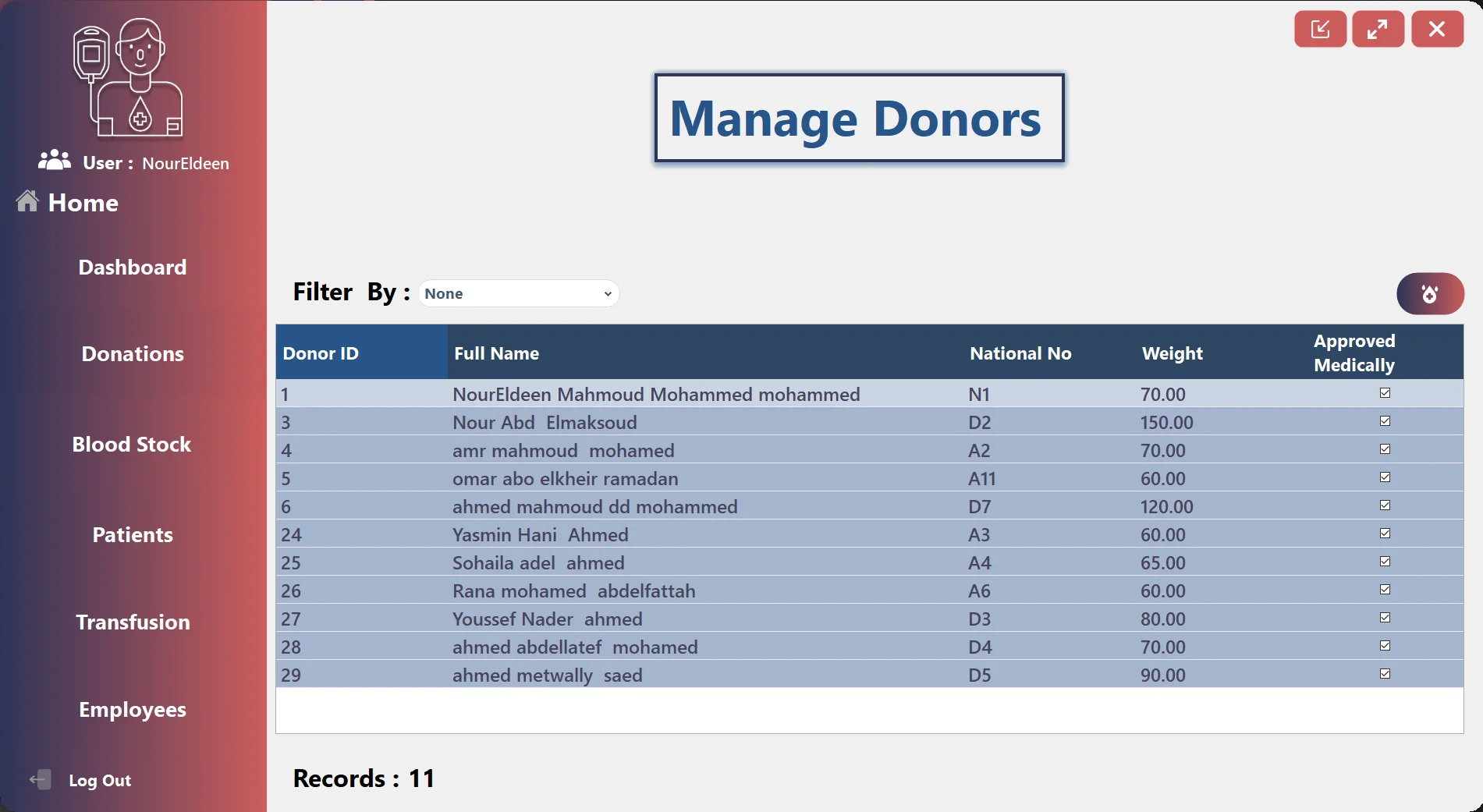 Blood Bank donor management