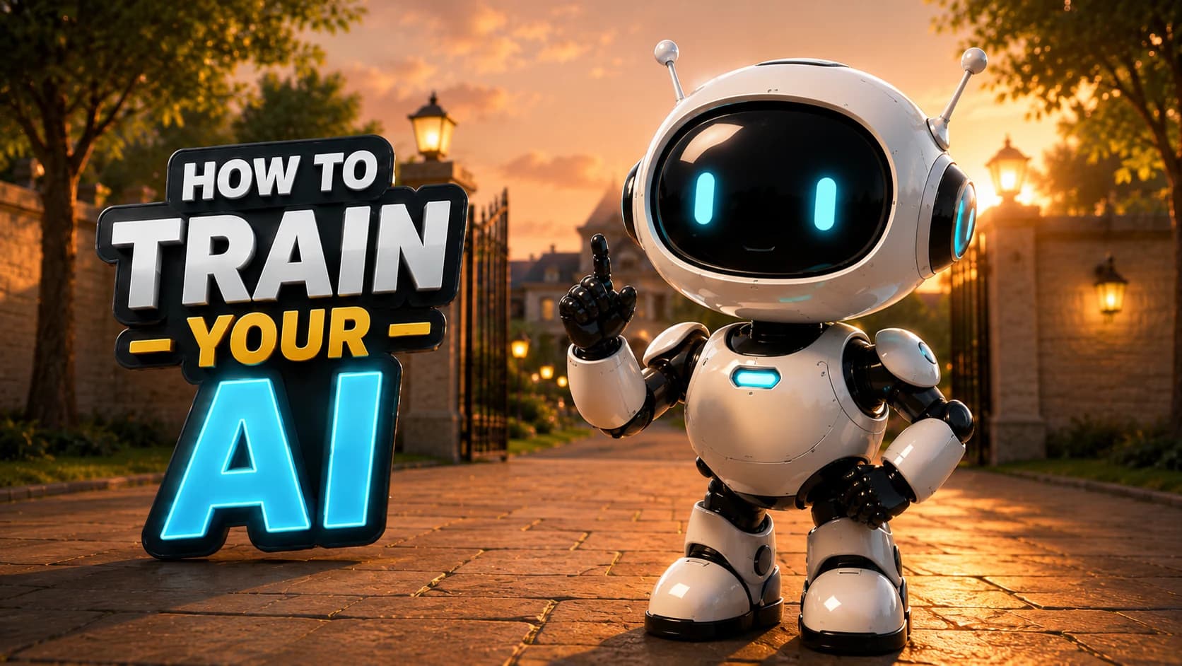 صورة عنوان How To Train Your AI مع روبوت ودود وقت الغروب